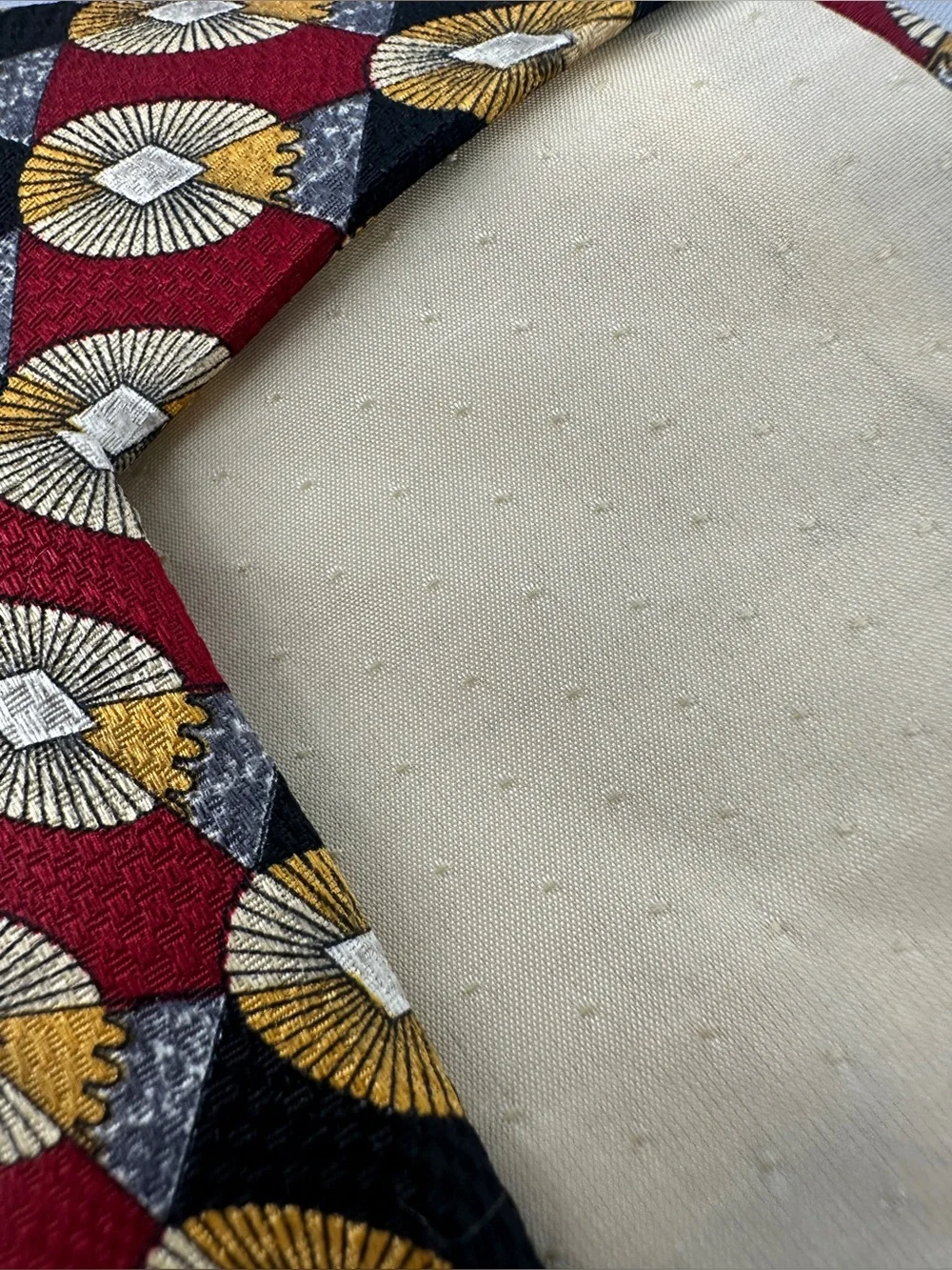 Red black and gold art deco style silk tie